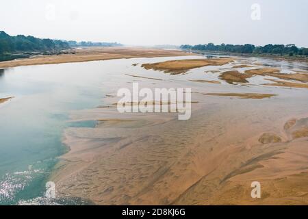 Indian river sandy bed with with with natural background . Stock Photo