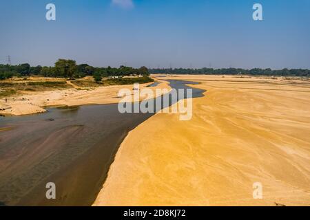 Indian river sandy bed with with with natural background . Stock Photo