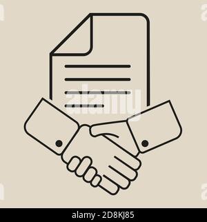 Business contract handshake concept partners, document. scalable editable Vector /EPS illustration can be used for business, partnership, B2B, concept Stock Vector