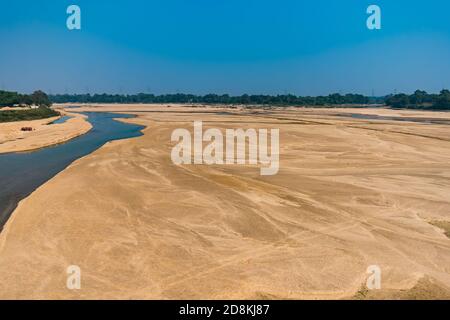 Indian river sandy bed with with with natural background . Stock Photo