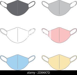 Set of colorful medical masks. Vector illustration isolated on white background. Stock Vector