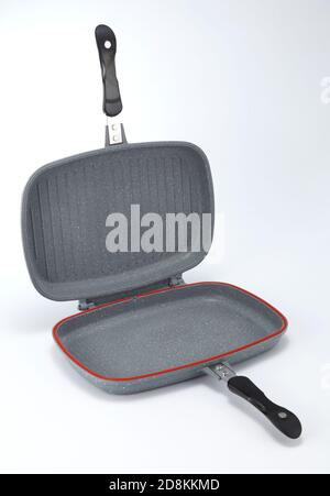 non-stick multi usage double grill pan Stock Photo