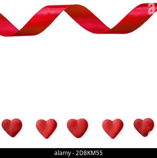 red silk glitter heart ribbon vector illustration isolated on white  background Stock Photo - Alamy