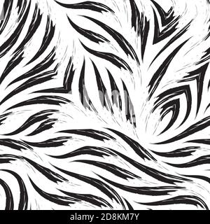Black seamless pattern of smooth lines brush strokes background for decorating fabrics and wrapping paper Isolated on white background. abstract paint Stock Vector