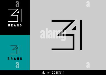Number 34 logo template, creative line style design concept. Stock Vector