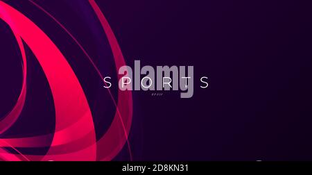 Abstract dynamic design element, red colour stripes on dark background with sport text, presentation cover or poster Stock Vector