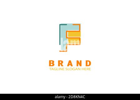 Colorful linear FS letter logo Stock Vector