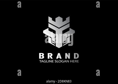Knight mask castle logo. Stock Vector