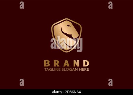 Golden horse logo. Stock Vector