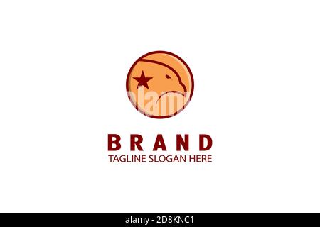 Circle eagle head logo with star, simple modern and minimalist logo design. Stock Vector