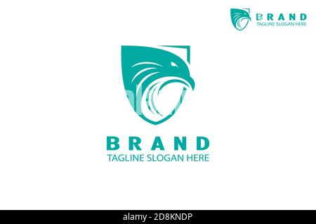 Eagle head logo shield shape design concept. Modern and creative logo design. Stock Vector