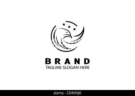 Freedom and success, flying bird with star, modern minimalist and creative logo design. Stock Vector