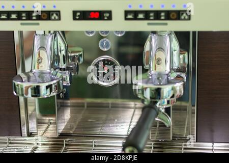 Close up vaccum of modern and automatic of coffee making machine. Stock Photo
