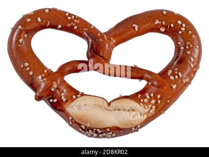 Pretzel with salt isolated on a white background. Close up image Stock Photo