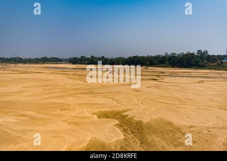 Indian river sandy bed with with with natural background . Stock Photo