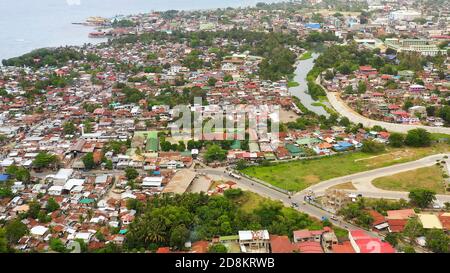 Top View Of Iligan On Mindanao Island, Philippines. A Developing And ...