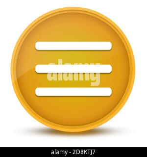 Hamburger menu bar luxurious glossy yellow round button abstract illustration Stock Photo