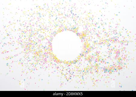 multicolored confetti on a light background view of superoo Stock Photo