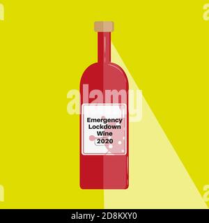 Emergency lockdown wine vector 2020 vintage Stock Vector