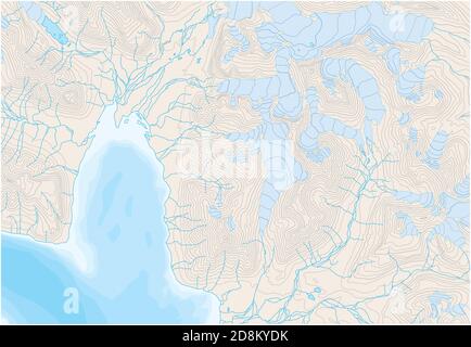 Abstract topographic map with contour lines and glaciers illustration Stock Vector