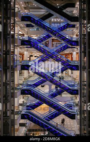 Escalators in shopping center in Voronezh, Russia October 29, 2020 Stock Photo