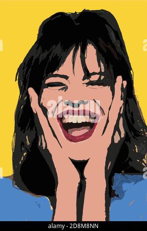 Portrait of a laughing woman, vector format. Stock Vector