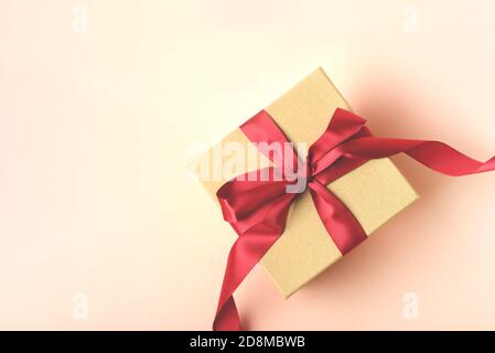 A craft box on the pink background. Stock Photo