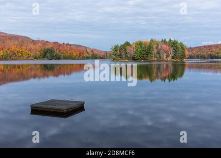 Cherry Pond in the Mont Orford National Park at the autumn colors, Quebec, Canada. Stock Photo