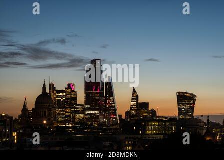 Stunning epic Autumn sunrise over London city skyline Stock Photo