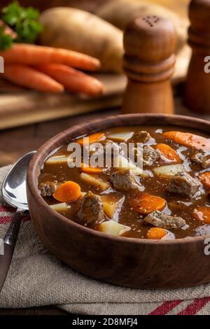 Vegeyable Background Vegetable soup: some ingredients are potatoes, carrots, green beans ...