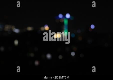 The beautiful blurry city lights. Stock Photo