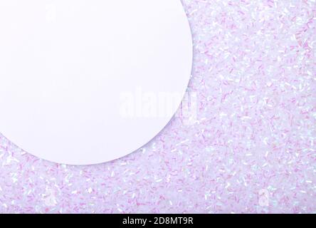 Holographic bright white glitter real texture background with rectangular sequins. Stock Photo