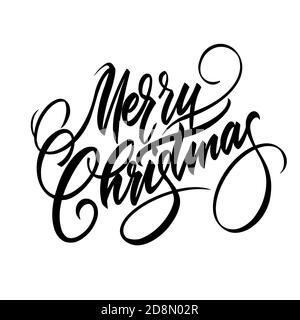 Merry Christmas lettering. Cursive. Vintage style. Stock Vector