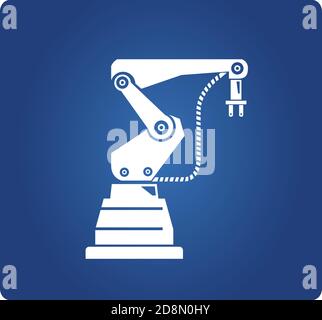 industrial robot icon on blue background Stock Vector