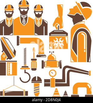 engineering, automation, and industrial management icons set Stock Vector