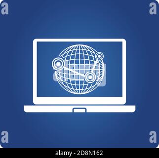 computer and global network Stock Vector