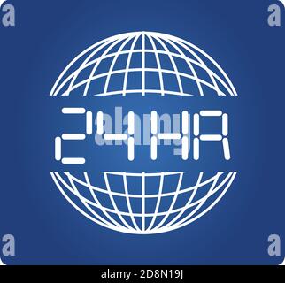 global and time service symbol on blue signage Stock Vector