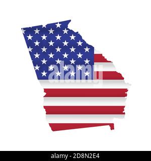 Georgia US state flag map isolated on white. illustration. Stock Photo