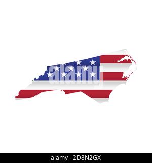 North Carolina state map with waving flag. Alpha channel background ...