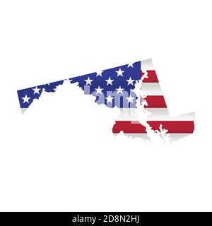 Maryland state map with waving flag. Alpha channel background Stock ...