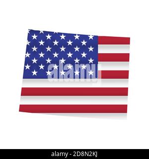 Wyoming US state flag map isolated on white. illustration. Stock Photo