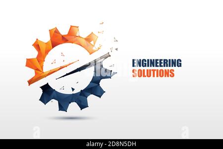 Engineering, Gear logo. Low poly model design. Vector Illustration Stock Vector