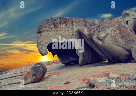 Beak shaped remarkable rocks on Kangaroo Island, Australia. Stock Photo