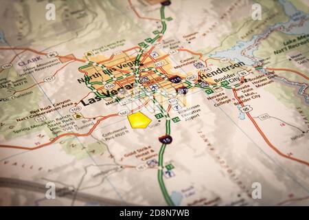 Map view of Las Vegas and surrounding area Stock Photo