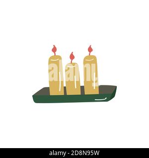 Candles in holder. Candlestick icon. Doodle vector icon Stock Vector