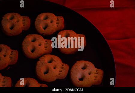 Halloween skill cookies close up Stock Photo