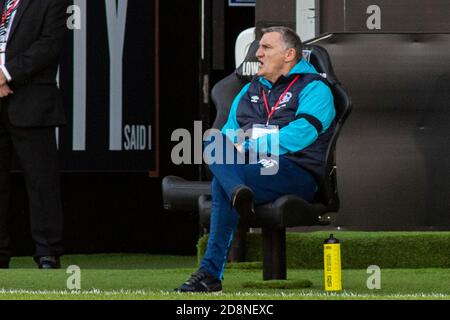 Swansea, UK. 31st Oct, 2020. Blackburn Rovers manager Tony Mowbray EFL Skybet championship match, Swansea city v Blackburn Rovers at the Liberty Stadium in Swansea on Saturday 31st October 2020. this image may only be used for Editorial purposes. Editorial use only, license required for commercial use. No use in betting, games or a single club/league/player publications. pic by Lewis Mitchell/Andrew Orchard sports photography/Alamy Live news Credit: Andrew Orchard sports photography/Alamy Live News Stock Photo