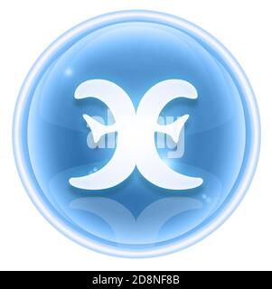 Pisces zodiac icon ice, isolated on white background. Stock Photo