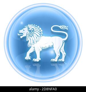 Lion zodiac icon ice, isolated on white background. Stock Photo