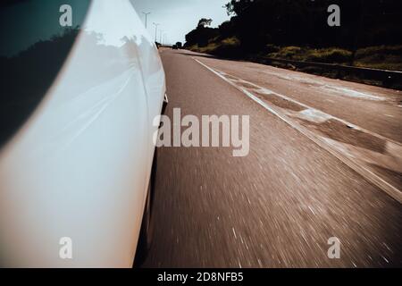 Car rushing along a high-speed road Stock Photo - Alamy